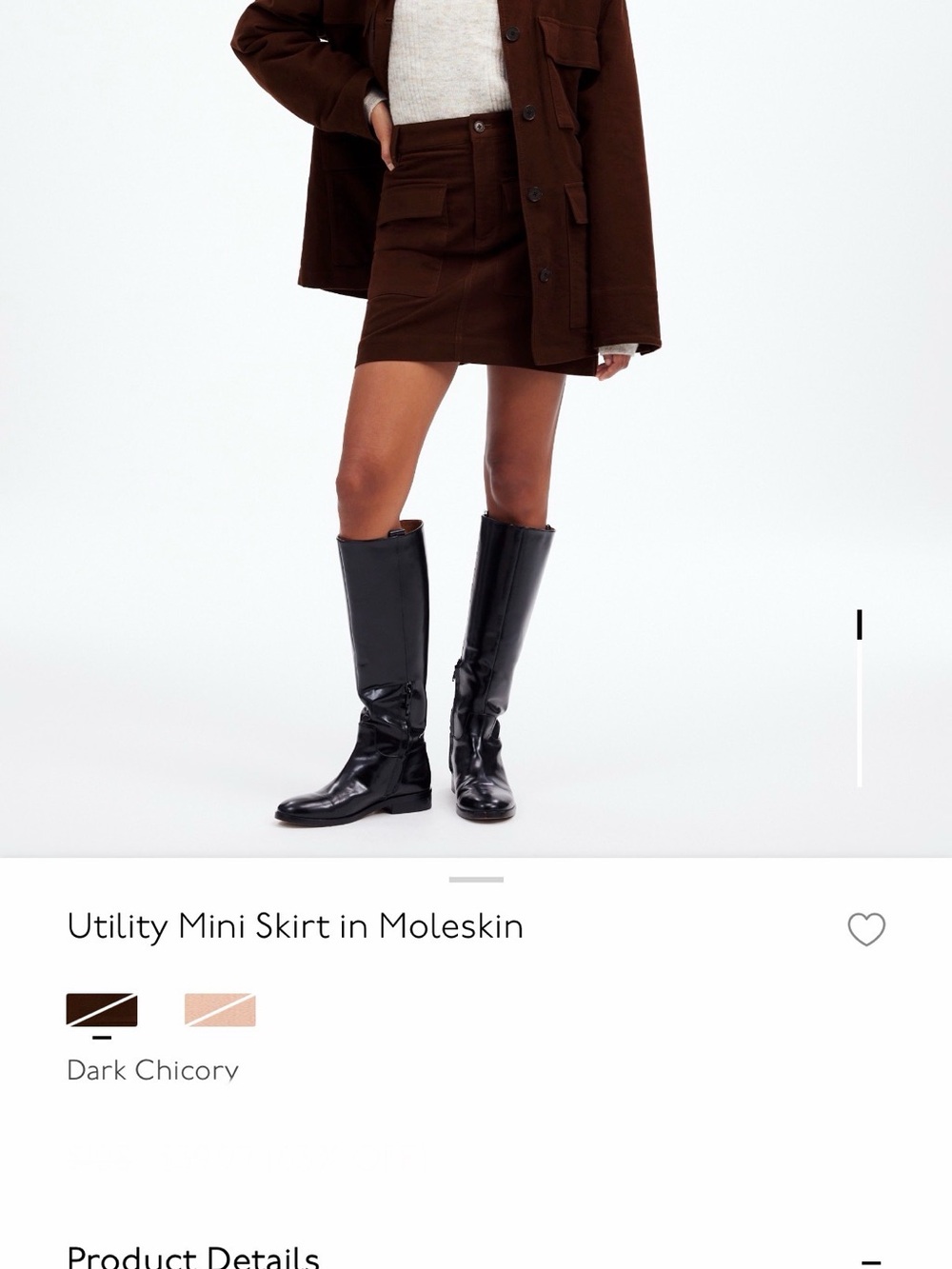 Madewell Utility Mini Skirt in Dark Chicory, size 8